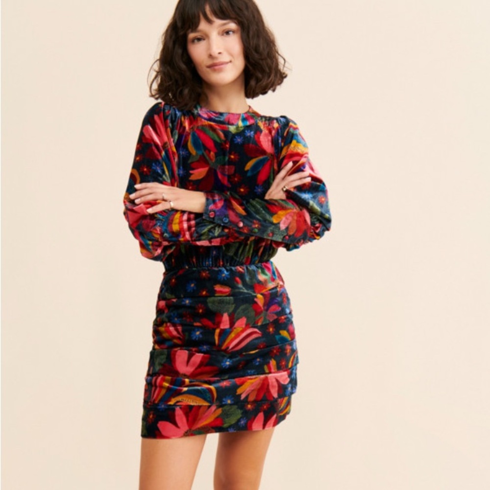 NWT Farm Rio Black Banana Sky Velvet Dress